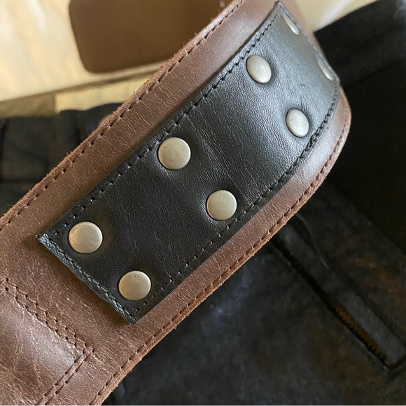 Vintage Brown & Black & Steel, Studded Belt ! Square Buckle ! A UNIQUE BELT ❤️ - Picture 16 of 16
